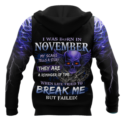 November Guy Skull 3D All Over Printed Shirts Pi24102011ST