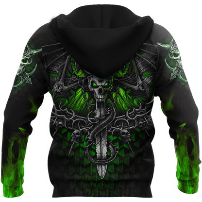 All Over Printed Fantasy Bat Skull And Sword Hoodie For Men And Women MEI