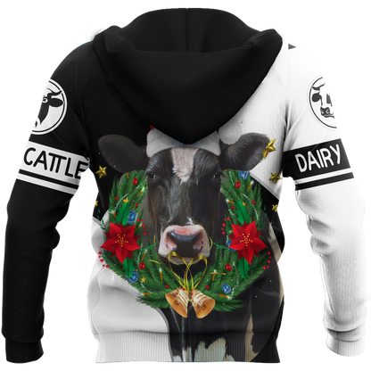 Dairy Cattle Mery Christmas 3D All Over Printed Shirts For Men And Woman