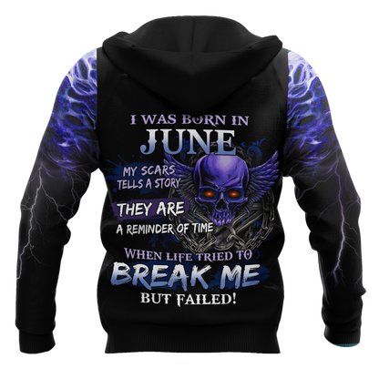 June Guy Skull 3D All Over Printed Unisex Hoodie