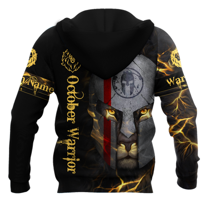 October Spartan Lion Warrior 3D All Over Printed Unisex Shirts