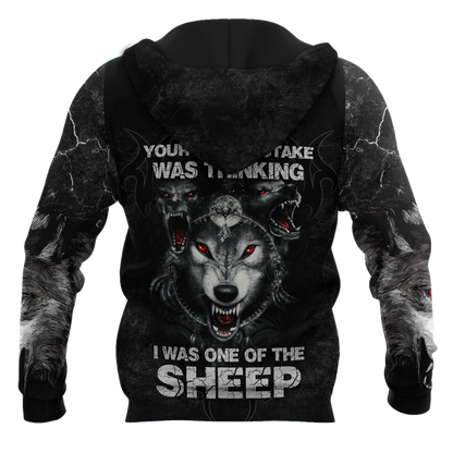 Wolf I Am Not A Sheep Over Printed Unisex Hoodie ML