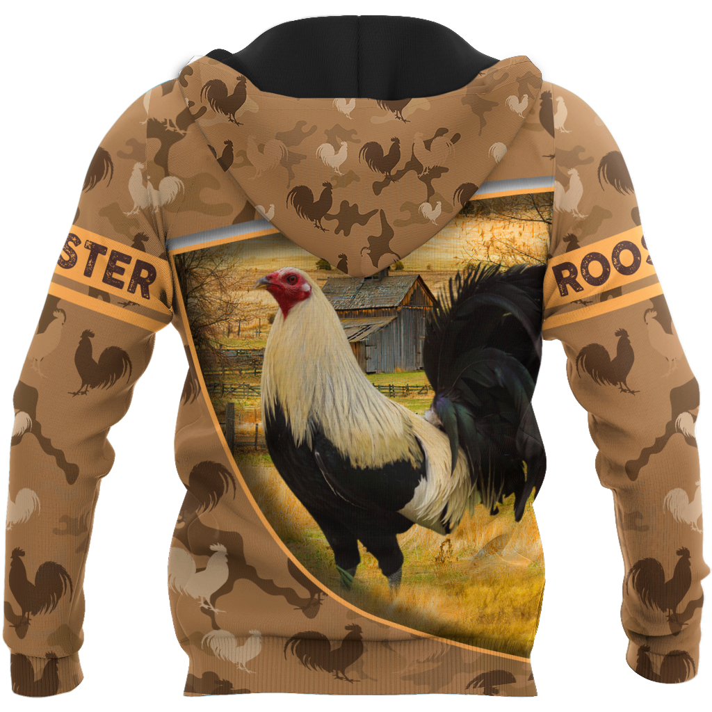 Rooster All Over Printed Unisex Deluxe Hoodie ML