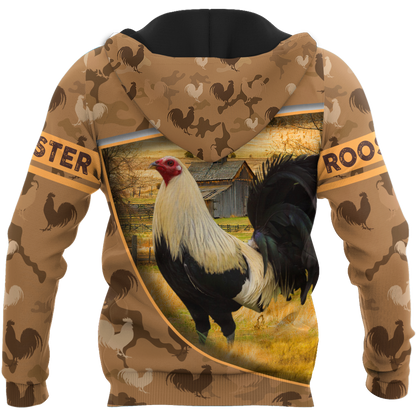 Rooster All Over Printed Unisex Deluxe Hoodie ML