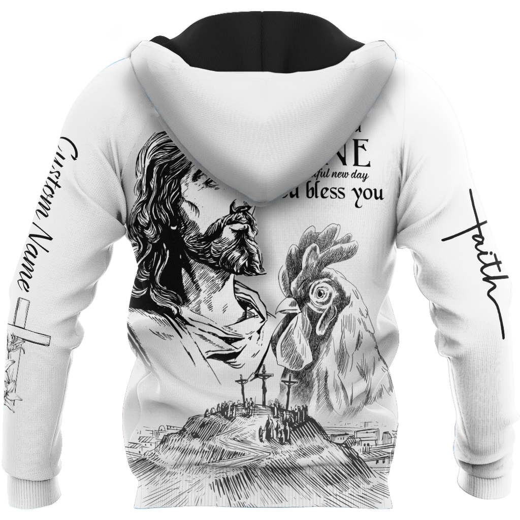 Rooster Rise And Shine Jesus 3D Over Printed Unisex Deluxe Hoodie ML