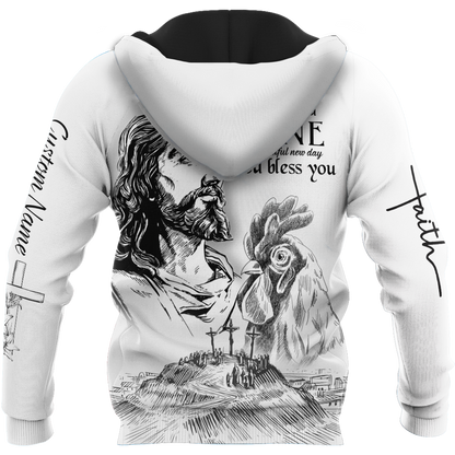 Rooster Rise And Shine Jesus 3D Over Printed Unisex Deluxe Hoodie ML