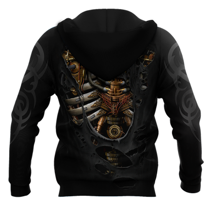 Steampunk Mechanic Skull All Over Printed Hoodie For Men and Women TN