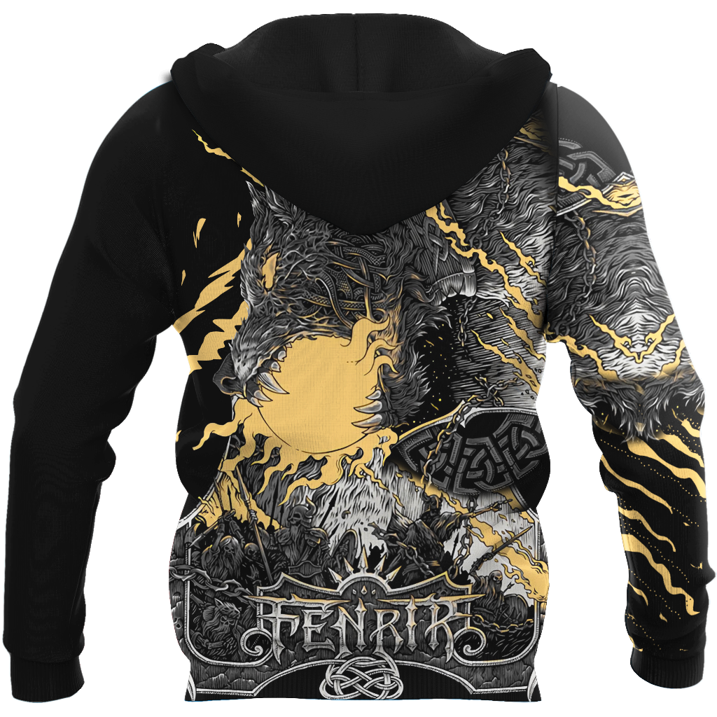 Fenrir Wolf Viking All Over Printed Unisex Deluxe Hoodie ML