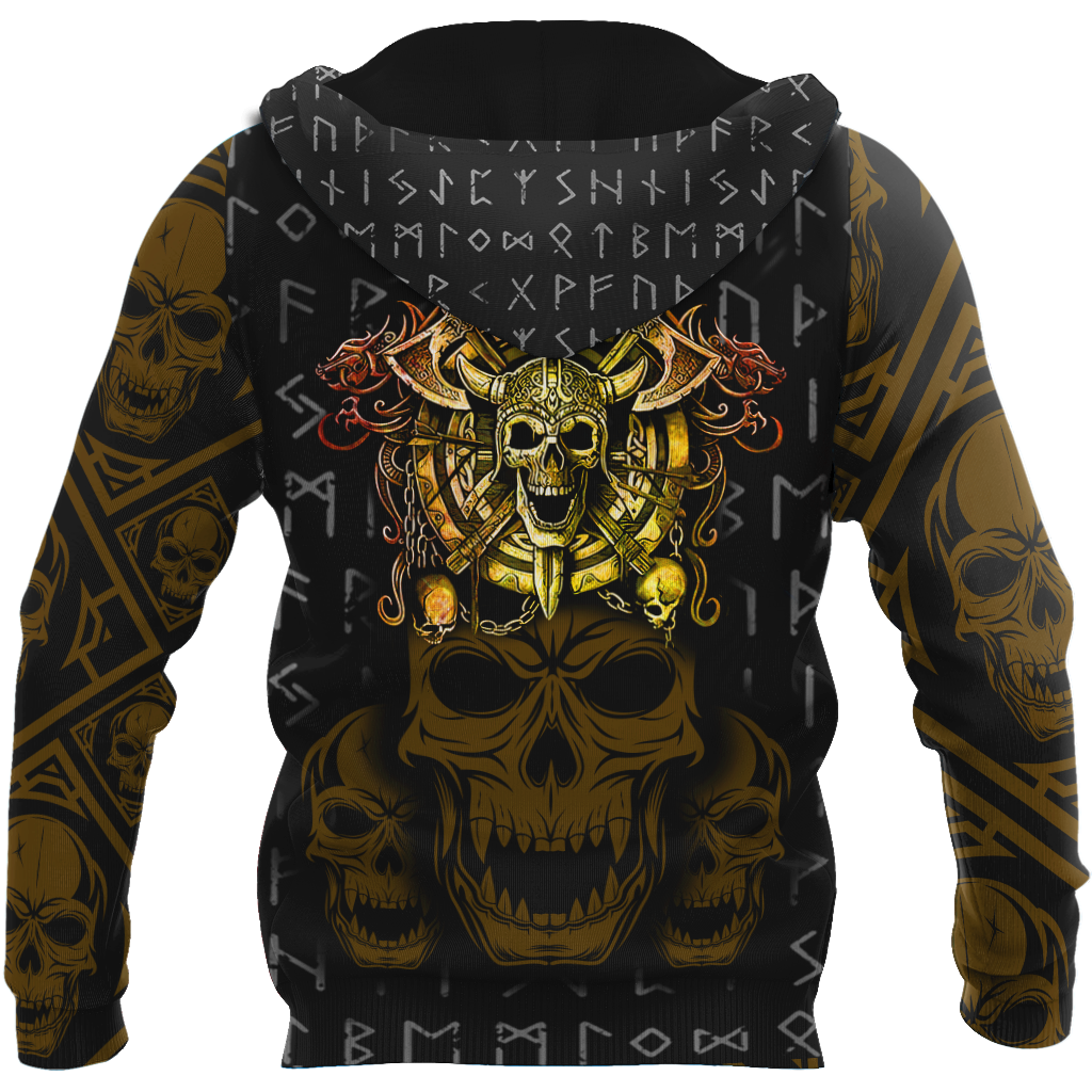 Premium Unisex All Over Printed Golden Viking Skull Shirts MEI