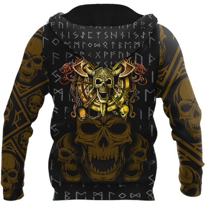 Premium Unisex All Over Printed Golden Viking Skull Shirts MEI