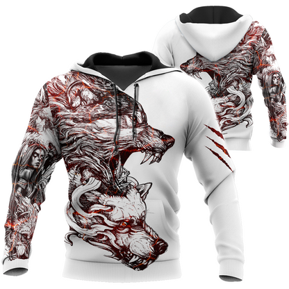 3D Alpha Wolf Tattoo Over Printed Shirt for Men and Women
