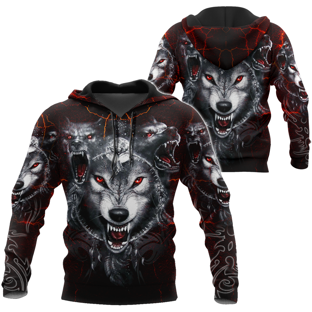 All Over Printed Wolf Hoodie MEI09102003-MEI