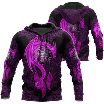 Mandala Purple Dragon Tattoo Shirt For Men and Women-NM
