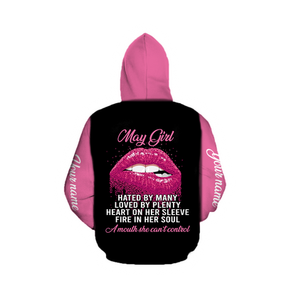 May Girl Customize Name 3D All Over Printed Unisex Hoodie