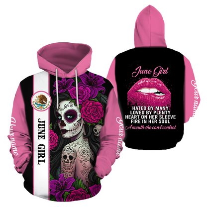 June Girl Customize Name 3D All Over Printed Unisex Hoodie