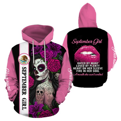 September Girl Customize Name 3D All Over Printed Shirts For Women MH10112009