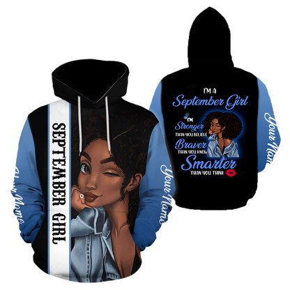 September Girl Customize Name 3D All Over Printed Shirts For Women MH1011200S9