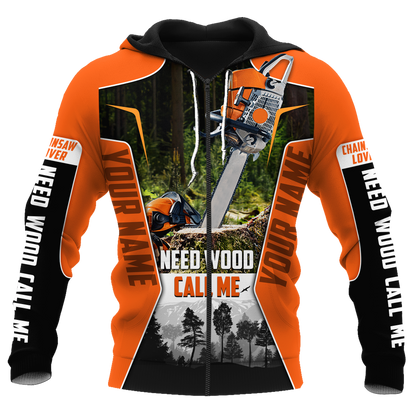 3D Chainsaw Logger Custom Name Unisex Shirts