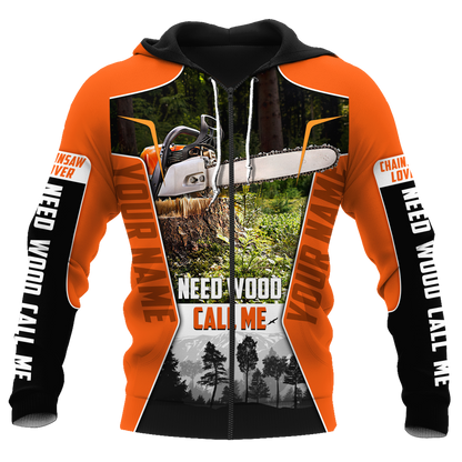 3D Chainsaw Logger Custom Name Unisex Shirts