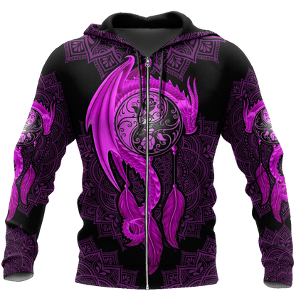 Mandala Purple Dragon Tattoo Shirt For Men and Women-NM