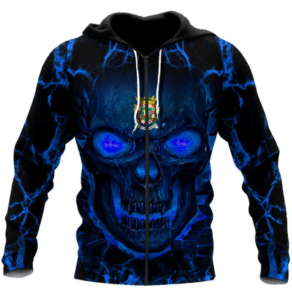 Puerto Rico Crytal Skulls Shirt TQH20061804-Apparel-TQH-Zipped Hoodie-S-Vibe Cosy™