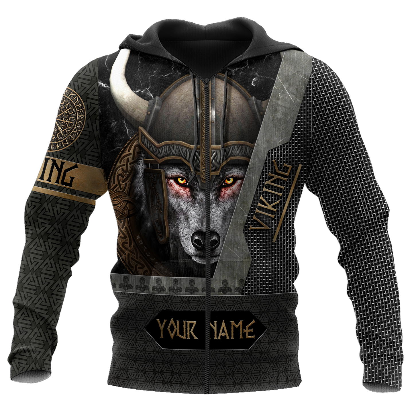 Custom Name Viking Wolf Warrior 3D All Over Printed Shirt for Men and Women