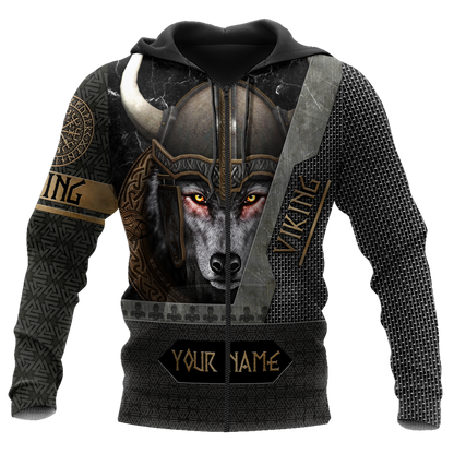 Custom Name Viking Wolf Warrior 3D All Over Printed Shirt for Men and Women