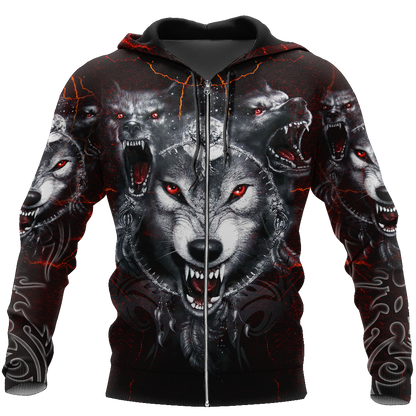 All Over Printed Wolf Hoodie MEI09102003-MEI