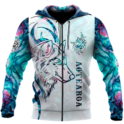 Paua shell wolf tattoo 3d all over printed shirt and short for man and women
