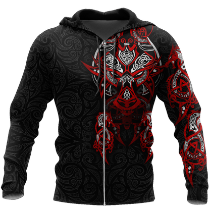 Viking Tattoo Dragon Hoodie T Shirt For Men and Women HAC150604-NM-Apparel-NM-Zipped Hoodie-S-Vibe Cosy™