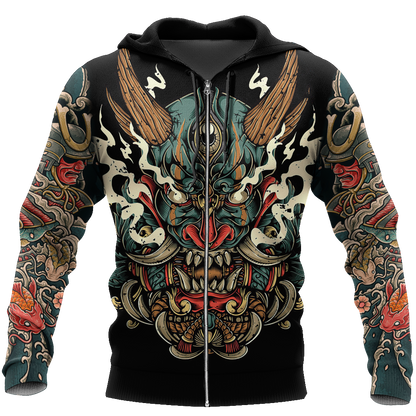 Samurai Tattoo Art Hoodie T Shirt For Men and Women HAC220602-NM-Apparel-NM-Zipped Hoodie-S-Vibe Cosy™