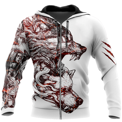 3D Alpha Wolf Tattoo Over Printed Shirt for Men and Women
