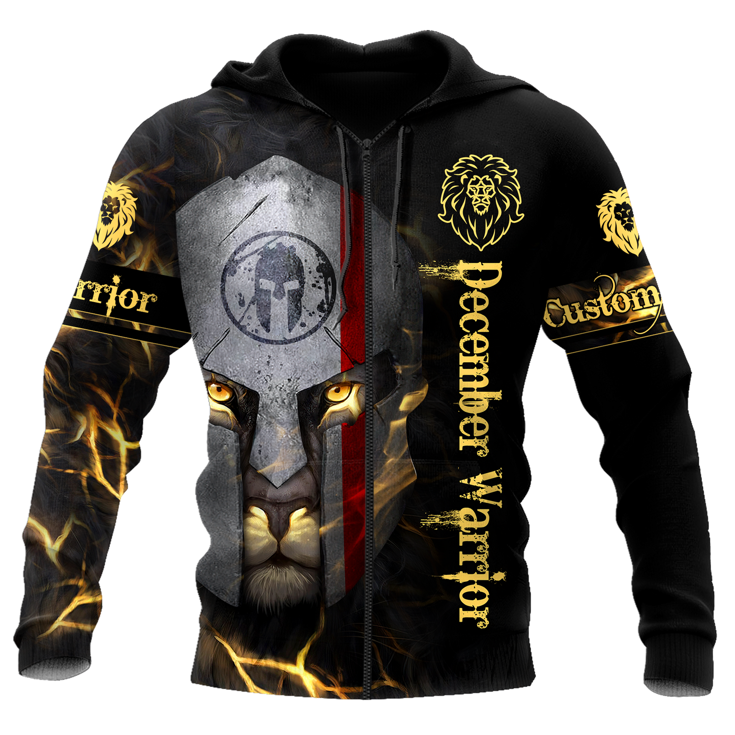 Custom Name December Spartan Lion Warrior 3D All Over Printed Unisex Shirts
