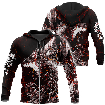 Red Black Tattoo Dragon Hoodie T Shirt For Men and Women HAC190502-NM-Apparel-NM-Zipped Hoodie-S-Vibe Cosy™