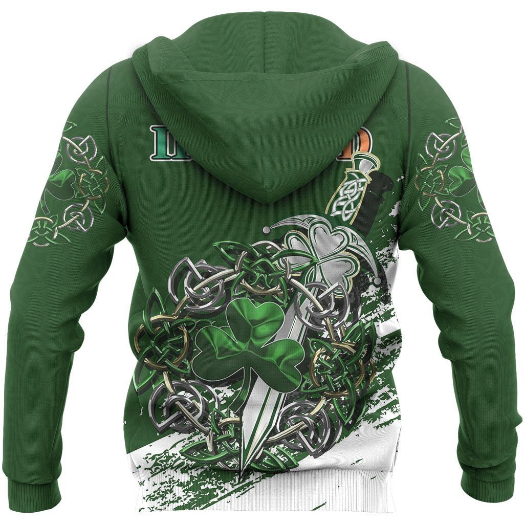 Ireland - Celtic Shamrock & Sword Pullover Hoodie PL - Amaze Style™-Apparel