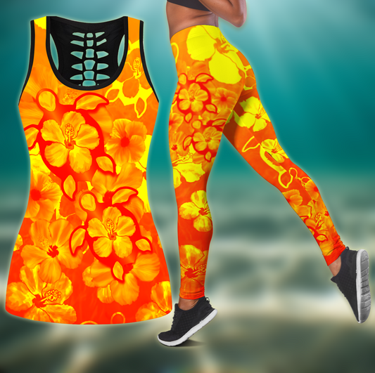 Orange Hibiscus Turtles In Hawaiian Dream Combo Legging + Tank Limited by SUN JJ160524S - Amaze Style™-Apparel