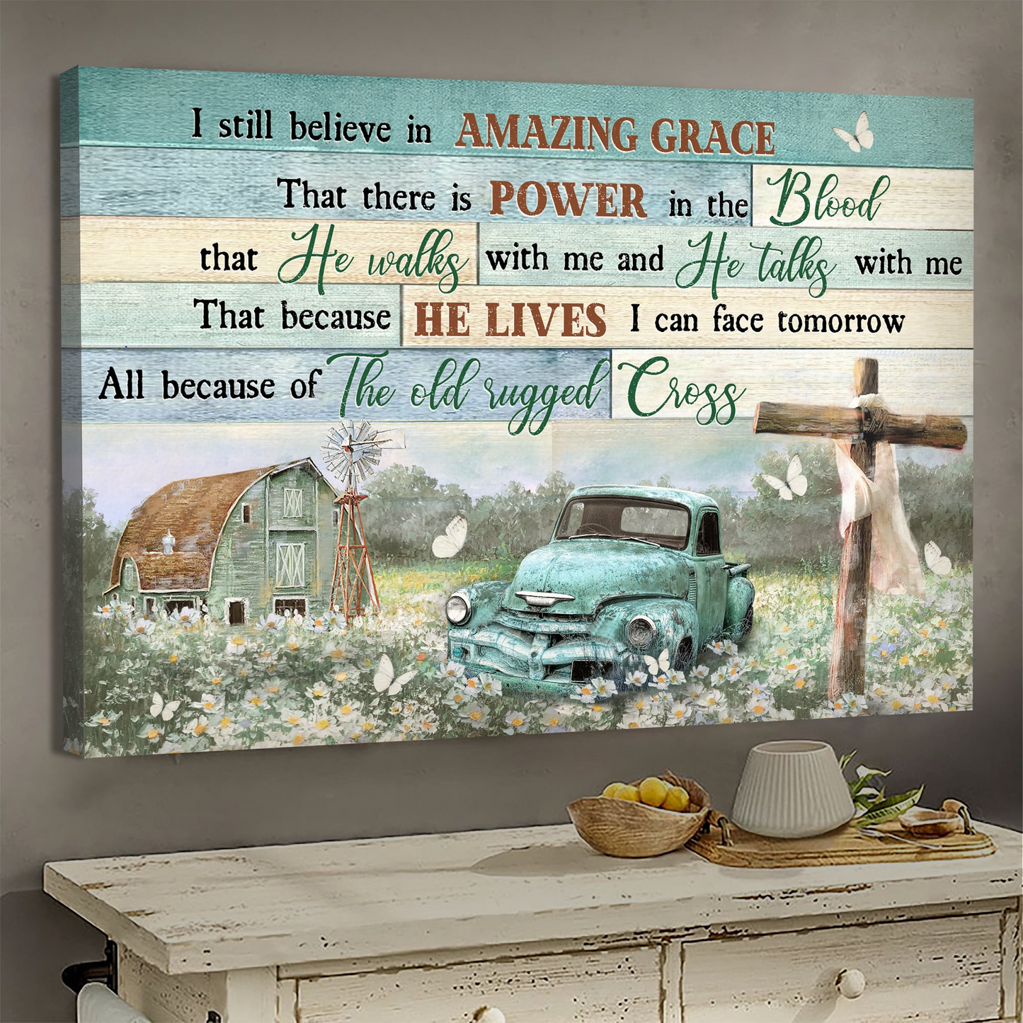 Jesus the beautiful field I still believe in amazing grace Jesus Landscape Canvas Print Wall Art