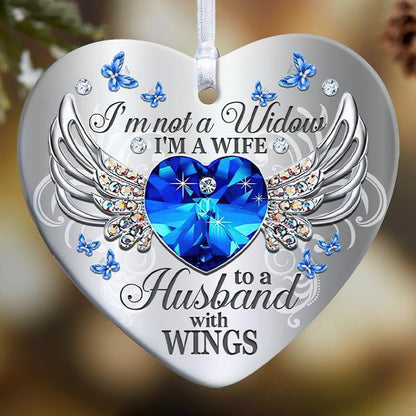 Jewelry Butterfly My Husband Heart Ornament, Memorial Gifts On Christmas Occasion