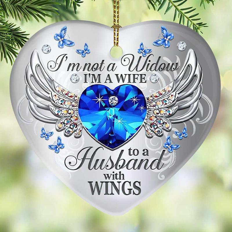 Jewelry Butterfly My Husband Heart Ornament, Memorial Gifts On Christmas Occasion