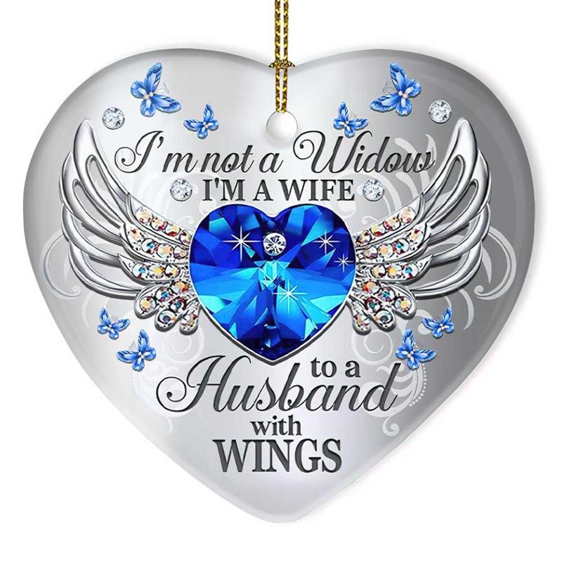 Jewelry Butterfly My Husband Heart Ornament, Memorial Gifts On Christmas Occasion