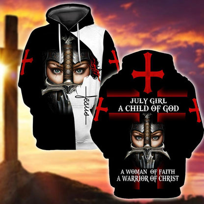 July Girl - I Am A Daughter Of God 3D All Over Printed Unisex Hoodie