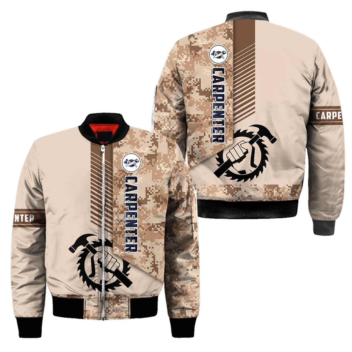 Personalized Name Carpenter 3D All Over Printed Unisex Shirts Brown Camo