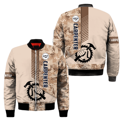 Personalized Name Carpenter 3D All Over Printed Unisex Shirts Brown Camo