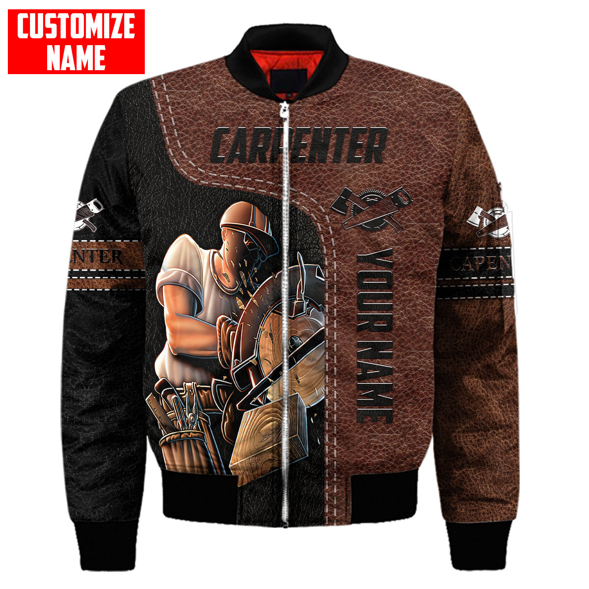 Personalized Name Carpenter 3D All Over Printed Unisex Shirts Leather Texture