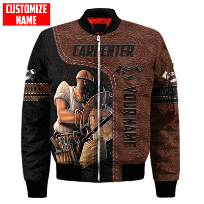 Personalized Name Carpenter 3D All Over Printed Unisex Shirts Leather Texture