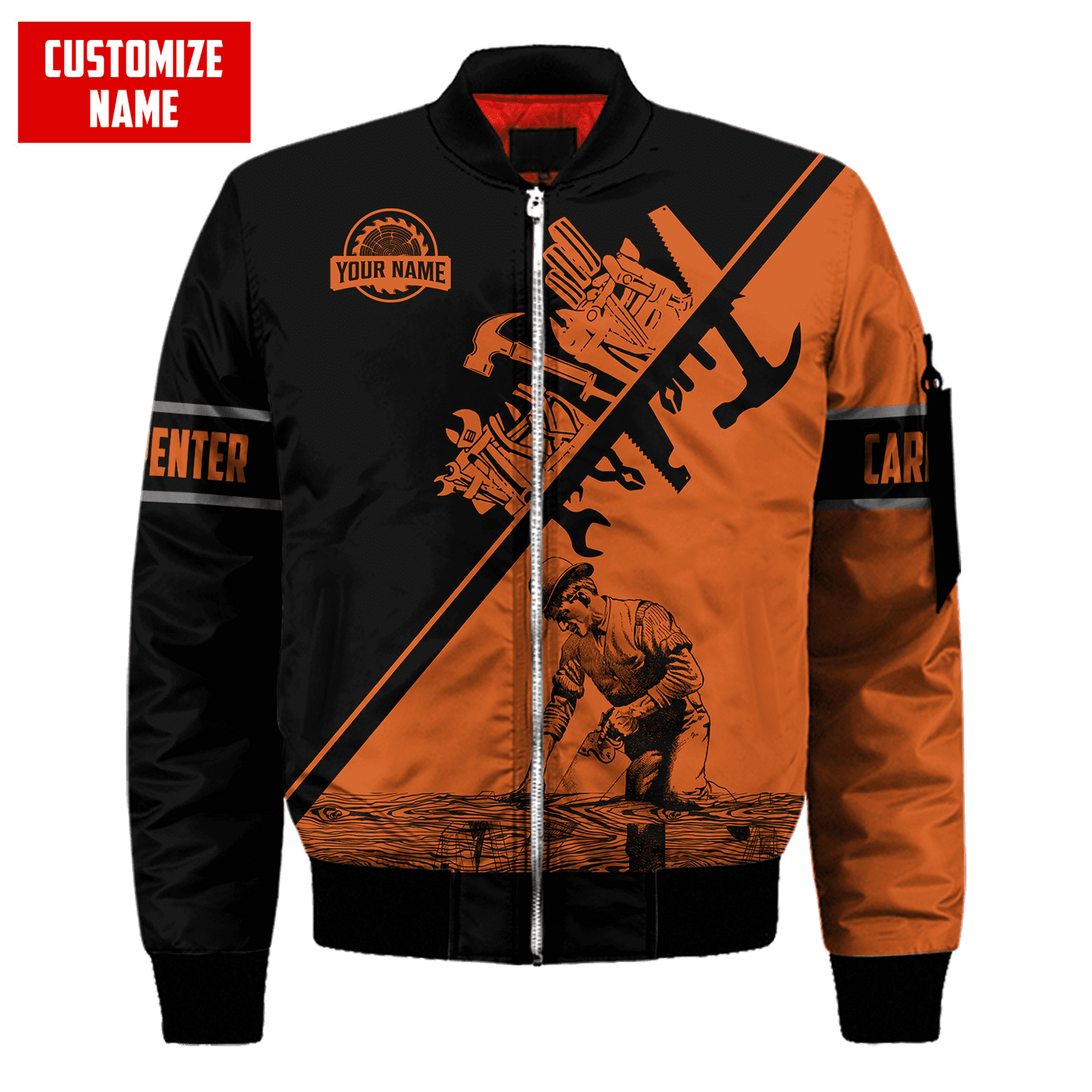 Personalized Name Carpenter 3D All Over Printed Unisex Shirts Orange Tools