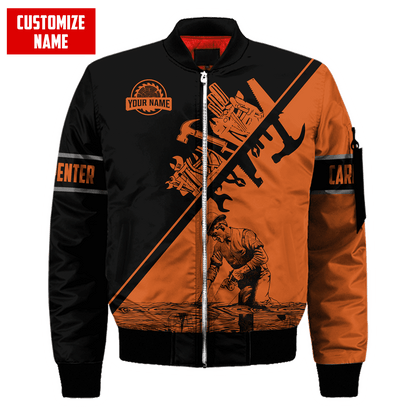Personalized Name Carpenter 3D All Over Printed Unisex Shirts Orange Tools