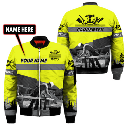 Personalized Name Carpenter 3D All Over Printed Unisex Shirts Yellow