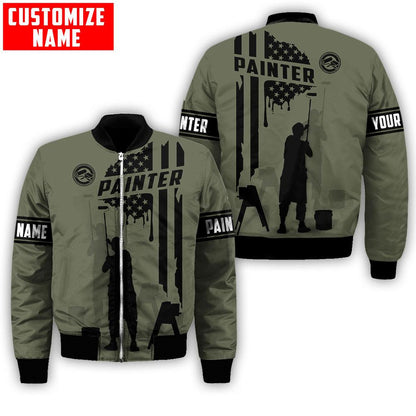 Tmarc Tee Personalized Name American Painter 3D All Over Printed Unisex Shirts Green