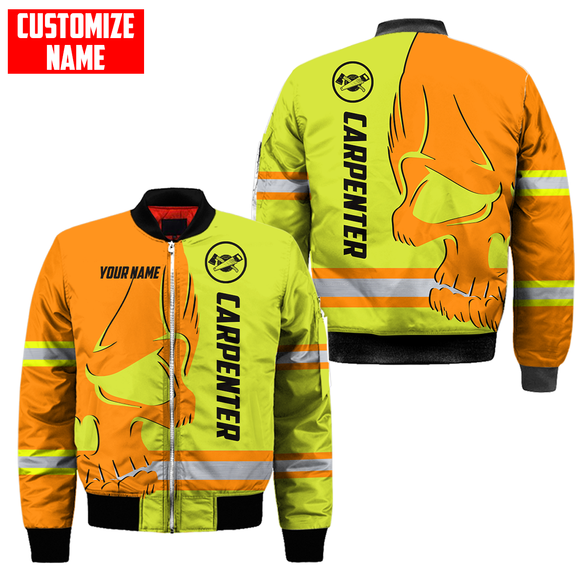 Personalized Name Carpenter 3D All Over Printed Unisex Shirts Safety Skull